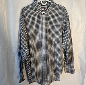 Vintage Tommy Hilfiger Men's Blue Checkered Button Down